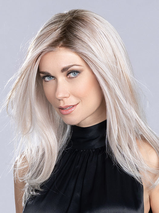 MUSIC by ELLEN WILLE in METALLIC BLONDE ROOTED 60.101.51 | Pearl White, Pearl Platinum with Dark and Lightest Brown and Grey Blend with Shaded Roots