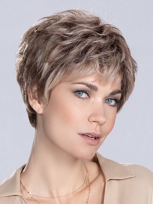 TIME COMFORT by ELLEN WILLE in DARK SAND ROOTED 12.20.9 | Lightest Brown with Light Strawberry Blonde and Medium Warm Brown Blend and Shaded Roots